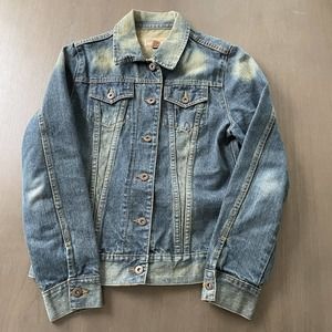 Steve & Barry’s Womens Size Small Jean Blue Denim Jacket Acid Wash Light Yellow